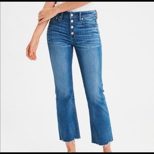 American Eagle hi-rise button fly crop flare jeans